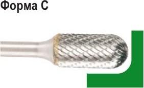 Бор-фреза по металлу форма С цилиндр со сферическим концом 12,7х25,0/70,0х6 мм